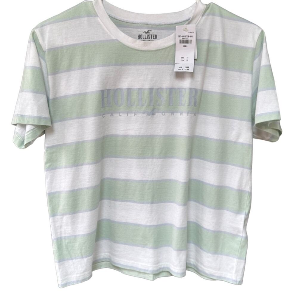 NWT Hollister Boyfriend Striped Crop 100% Cotton Size Small Retail 24.95
